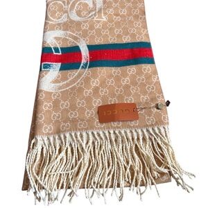 Gucci Tan and Red Scarf